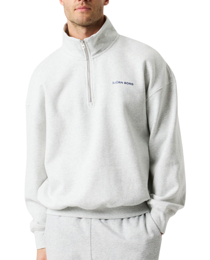 BORG OVERSIZED HALF-ZIP ULTRA LIGHT GREY MELANGE M