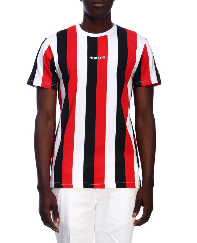 New Era Maglietta Uomo NE Oversized Stripe Tee Sca – Bianca – Maniche Corte – Casual Sportswear