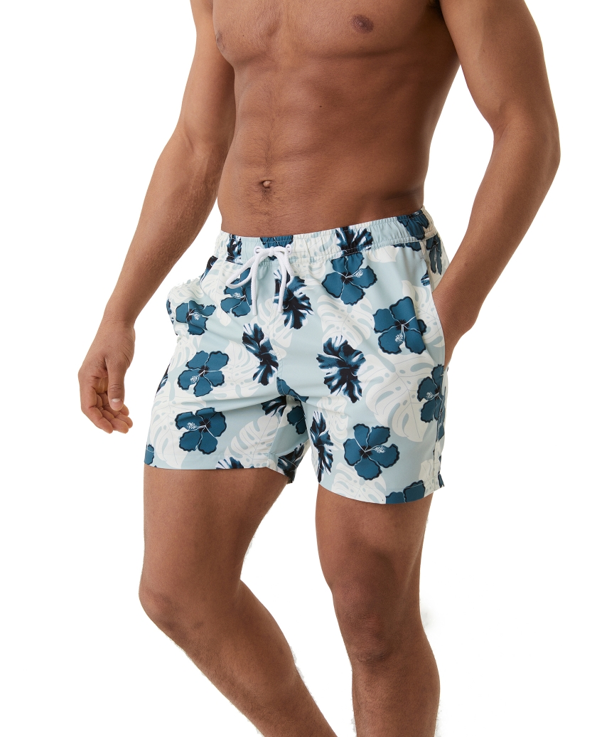 BORG PRINT SWIM SHORTS LIGHT BLUE