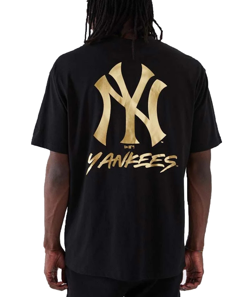 NEW YORK YANKEES MLB METALLIC BLACK T-SHIRT