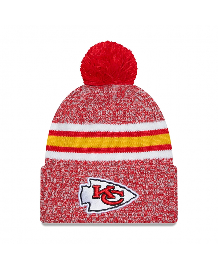 KANSAS CITY CHIEFS NFL SIDELINE 2023 RED BOBBLE KNIT HAT