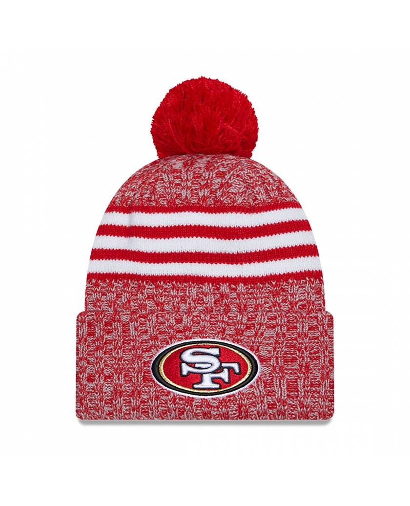 SAN FRANCISCO 49Ers NFL SIDELINE 2023 RED BOBBLE KNIT HAT